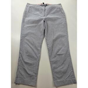 British Khaki size 8 seer sucker navy white stripes ankle Cropped pants EUC *